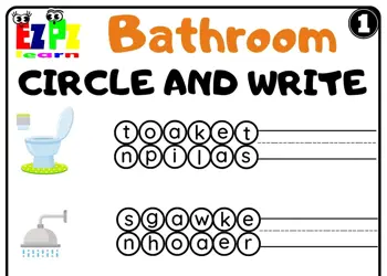 Bathroom Circle and Write Worksheet for Kids K5 and ESL Free PDF Download
